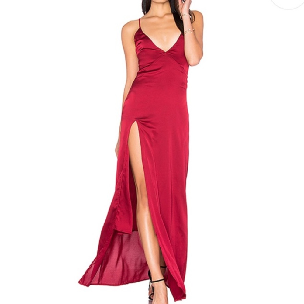 Red hot satin slip gown